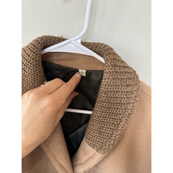 Great Western brown Tan Beige Vintage 70s heavy wool coat 42 Long Dress Jacket - Picture 4 of 6